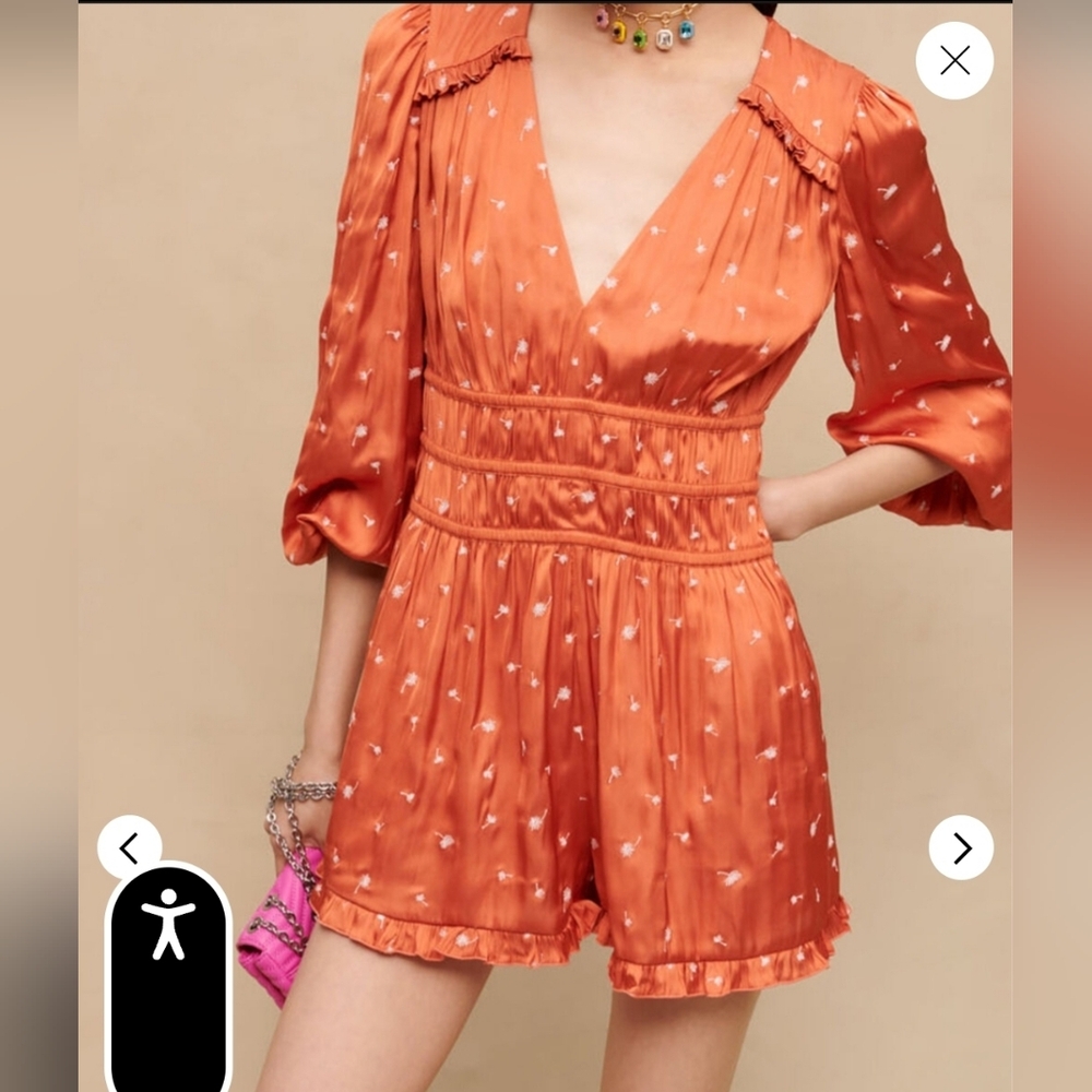 Maje Orange Floral Romper Sz 42